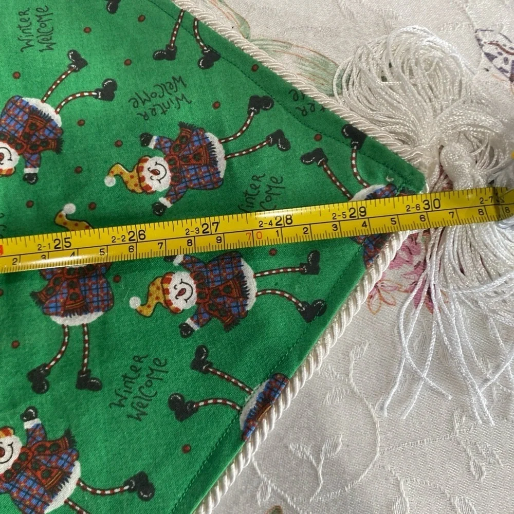 Vintage Christmas Village Table Runner‎ Tassels “Welcome Winter” Snowmen 13”x60”